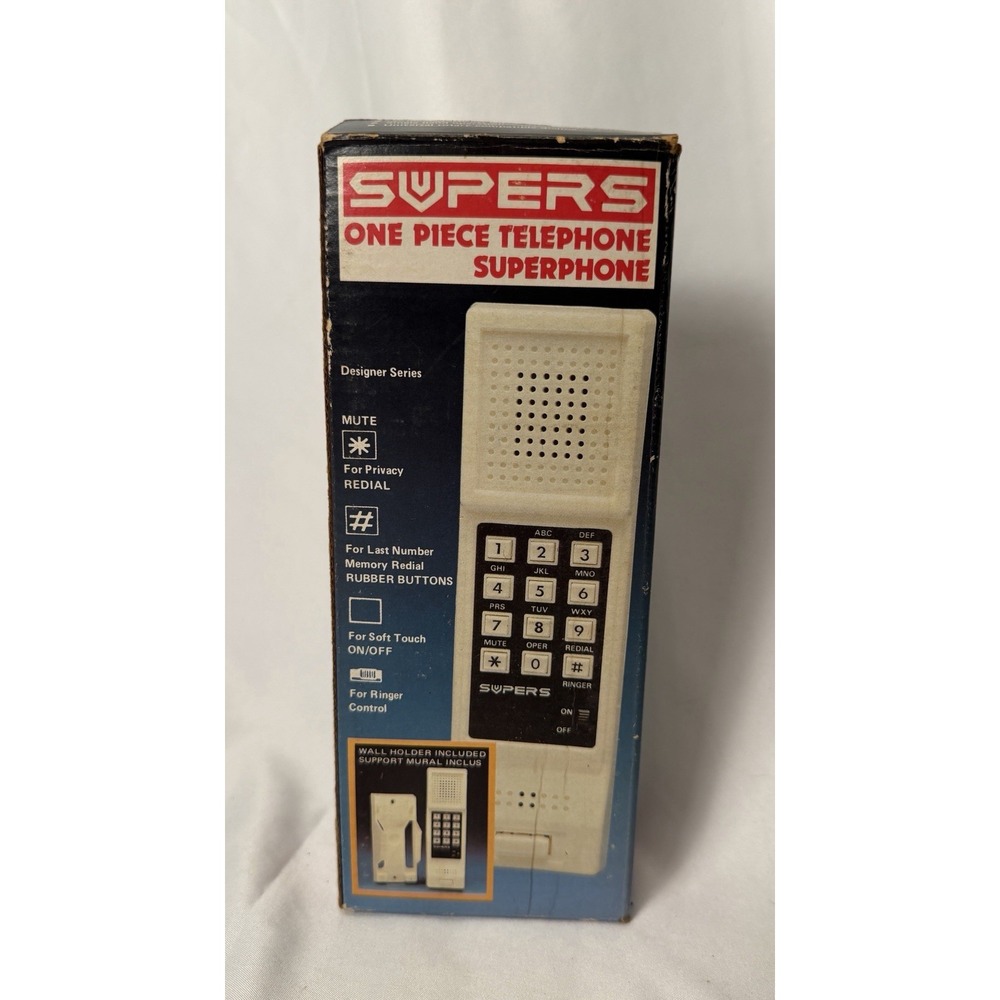 Vintage Supers One Piece Telephone Superphone in Box Corded Landline